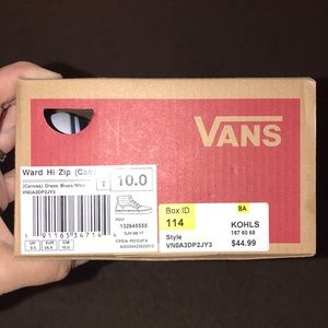 Vans Ward Hi Zip Canvas sz 10.0 Toddlers